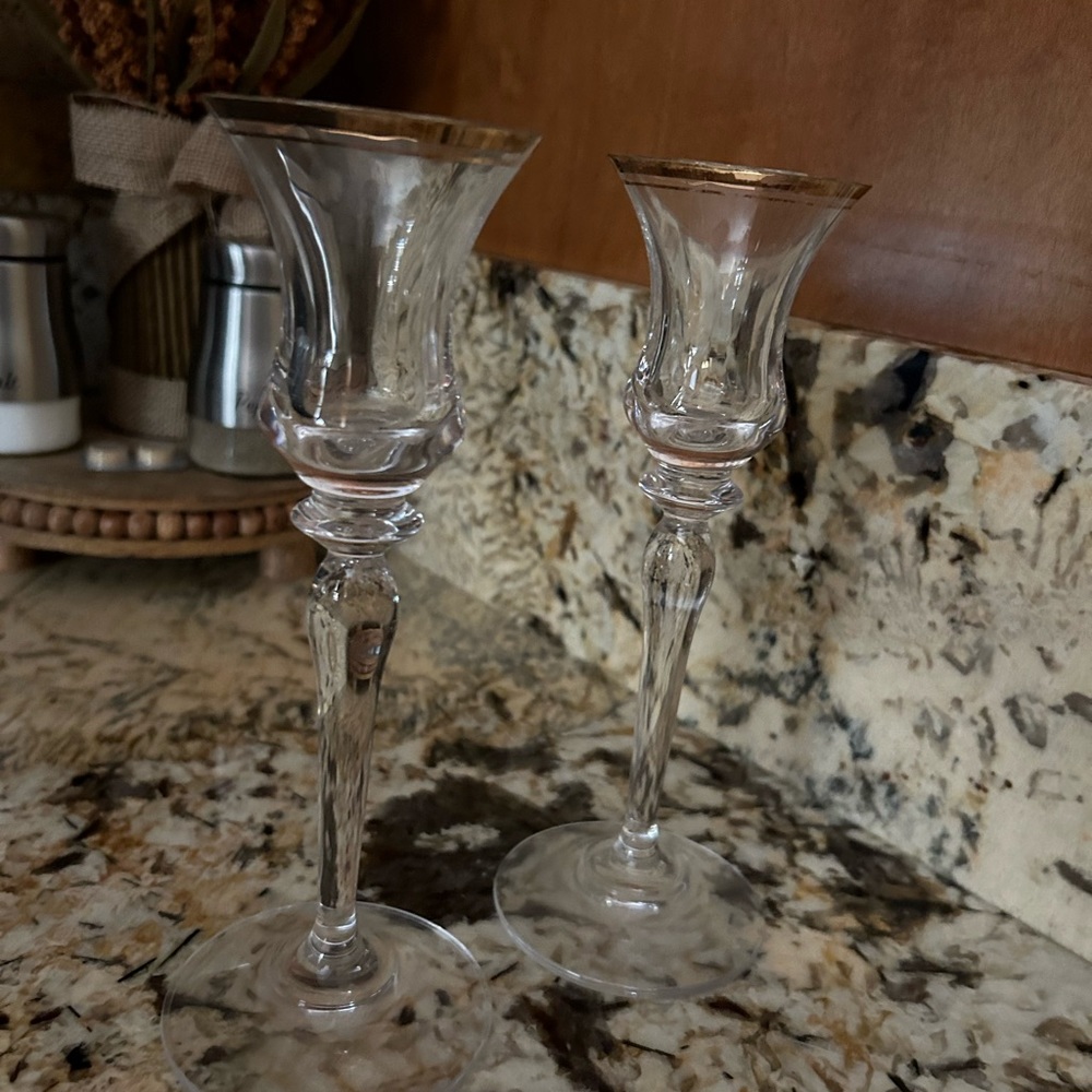 Set of Crystal Candle Holders